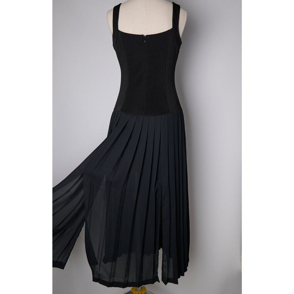 VTG Joseph Ribkoff Maxi Dress Sz 6 Black Fit & Flare Pleated Deadstock 90s Gala - Picture 11 of 16